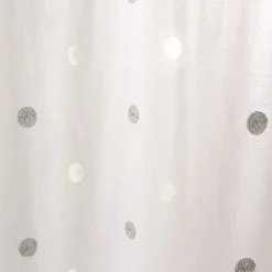 Lot de 4 Vitrages, 60x160cm, Blanc, Motif pois brodé Blanc et Argent, Passe Tringle, Collection Smarties, CMADECO