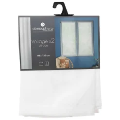 Lot de 2 voilages blanc en polyester Moly