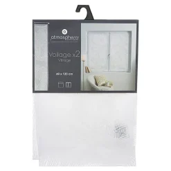 Lot de 2 voilages Feuille - motifs dévorés blanc 60x120 cm - Atmosphera