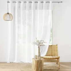 Lot de 2 voilages grande largeur à œillets 300 x 240 cm Effet lin tissé Haltona Blanc