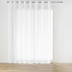 Lot de 2 voilages grande largeur à œillets 300 x 240 cm Effet lin tissé Haltona Blanc