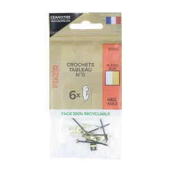 Lot de crochets laitonnés à tableau pour 4 Kg
