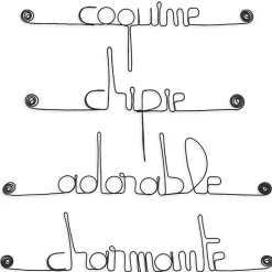 Lot GIRL - Adorable Chipie Coquine Charmante - Sculpture fil de fer 30-40 cm - Bijoux de mur