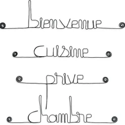 Lot MAISON - Bienvenue Chambre Cuisine Privé - Sculpture fil de fer 30-40 cm - Bijoux de mur