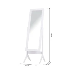 Miroir à pied inclinaison réglable dim. 47L x 46l x 148H cm MDF blanc