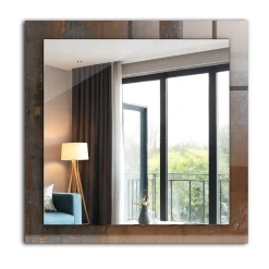 Miroir Avec Cadre En Verre Tulup 60x60 cm Métal Rouillé Tendance Miroir Design Entrée