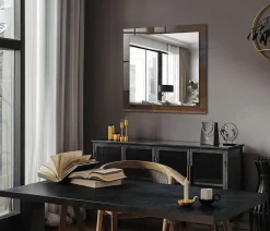 Miroir Avec Cadre En Verre Tulup 60x60 cm Métal Rouillé Tendance Miroir Design Entrée