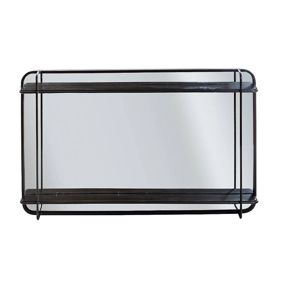 Miroir avec étagère en bois et métal Jill