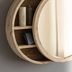 Miroir avec étagères en bois de manguier clair Juliet
