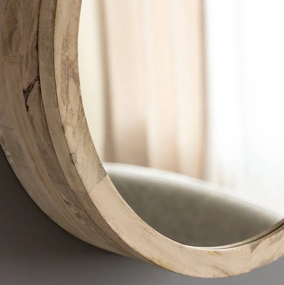 Miroir avec étagères en bois de manguier clair Juliet
