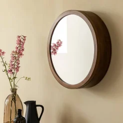 Miroir avec étagères en bois de manguier foncé Remick