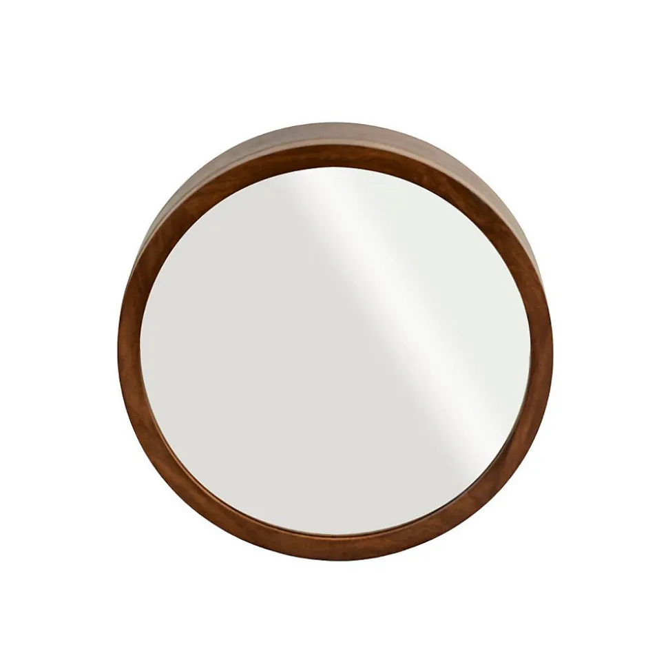 Miroir avec étagères en bois de manguier foncé Remick