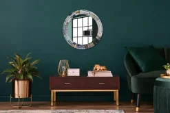 Miroir Cercle Ovale Motif Décoratif Wallfluent fi60 cm Vitrail Salle de Bain Scandinave