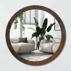 Miroir Cercle Ovale Motif XXL Wallfluent fi100 cm Métallique Rustique Salle de Bain Scandinave