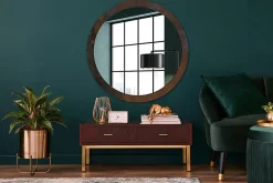 Miroir Cercle Ovale Motif XXL Wallfluent fi100 cm Métallique Rustique Salle de Bain Scandinave