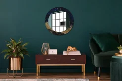 Miroir Circulaire avec Cadre Imprimé Décoratif Tulup 60 cm - 46 cm Marbre Bleu