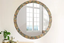 Miroir Circulaire avec Cadre Imprimé Décoratif Tulup 100 cm - 86 cm Fleurs Rétro