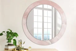 Miroir Circulaire avec Cadre Imprimé Décoratif Tulup 70 cm - 56 cm Pierre Rose
