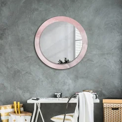 Miroir Circulaire avec Cadre Imprimé Décoratif Tulup 70 cm - 56 cm Pierre Rose