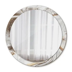Miroir Circulaire avec Cadre Imprimé Décoratif Tulup 100 cm - 86 cm Marbre Clair