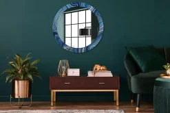 Miroir Circulaire avec Cadre Imprimé Décoratif Tulup 80 cm - 66 cm Rivière De Marbre