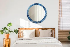 Miroir Circulaire avec Cadre Imprimé Décoratif Tulup 80 cm - 66 cm Rivière De Marbre