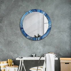 Miroir Circulaire avec Cadre Imprimé Décoratif Tulup 80 cm - 66 cm Rivière De Marbre