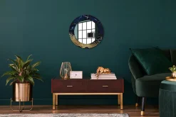 Miroir Circulaire avec Cadre Imprimé Décoratif Tulup 50 cm - 36 cm Marbre Bleu