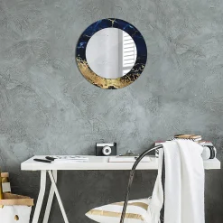 Miroir Circulaire avec Cadre Imprimé Décoratif Tulup 50 cm - 36 cm Marbre Bleu