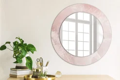 Miroir Circulaire avec Cadre Imprimé Décoratif Tulup 50 cm - 36 cm Pierre Rose