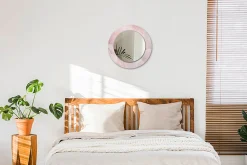 Miroir Circulaire avec Cadre Imprimé Décoratif Tulup 50 cm - 36 cm Pierre Rose