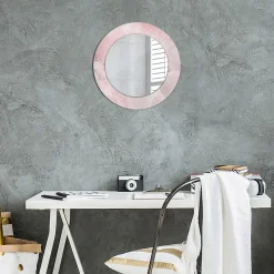 Miroir Circulaire avec Cadre Imprimé Décoratif Tulup 50 cm - 36 cm Pierre Rose