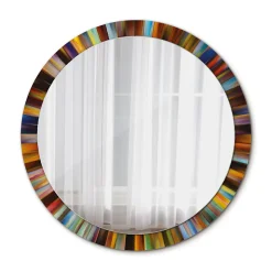 Miroir Circulaire avec Cadre Imprimé Décoratif Tulup 100 cm - 86 cm Rayons Colorés