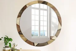 Miroir Circulaire avec Cadre Imprimé Décoratif Tulup 100 cm - 86 cm Bois Géométrique 3d