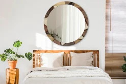 Miroir Circulaire avec Cadre Imprimé Décoratif Tulup 100 cm - 86 cm Bois Géométrique 3d