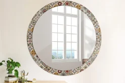 Miroir Circulaire avec Cadre Imprimé Décoratif Tulup 100 cm - 86 cm Motif Turc
