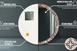 Miroir Circulaire avec Cadre Imprimé Décoratif Tulup 100 cm - 86 cm Motif Turc