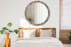 Miroir Circulaire avec Cadre Imprimé Décoratif Tulup 100 cm - 86 cm Motif Turc