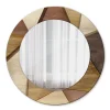 Miroir Circulaire avec Cadre Imprimé Décoratif Tulup 50 cm - 36 cm Bois Géométrique 3d