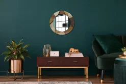 Miroir Circulaire avec Cadre Imprimé Décoratif Tulup 50 cm - 36 cm Bois Géométrique 3d