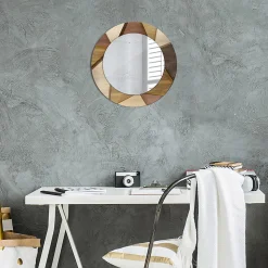 Miroir Circulaire avec Cadre Imprimé Décoratif Tulup 50 cm - 36 cm Bois Géométrique 3d