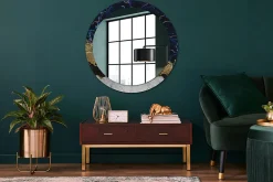 Miroir Circulaire avec Cadre Imprimé Décoratif Tulup 90 cm - 76 cm Marbre Bleu