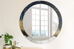 Miroir Circulaire avec Cadre Imprimé Décoratif Tulup 90 cm - 76 cm Marbre Bleu