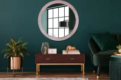 Miroir Circulaire avec Cadre Imprimé Décoratif Tulup 90 cm - 76 cm Pierre Rose