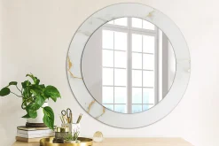 Miroir Circulaire avec Cadre Imprimé Décoratif Tulup 60 cm - 46 cm Marbre Blanc