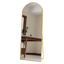 Miroir complet arqué, 165 x 60 cm, pleine longueur, monté au mur, miroir de sol, pour le salon, Doré