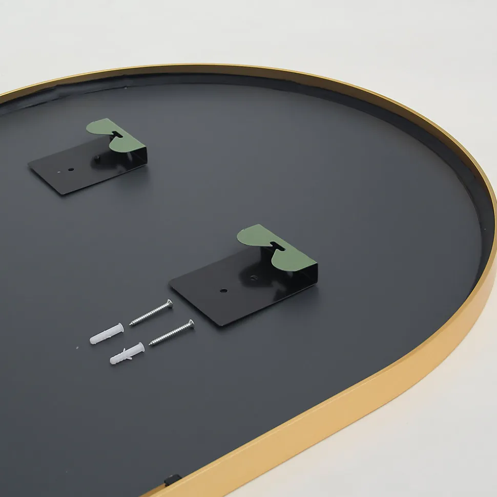 Miroir complet arqué, 165 x 60 cm, pleine longueur, monté au mur, miroir de sol, pour le salon, Doré