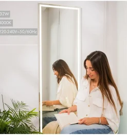 Miroir complet avec lumière LED frontale - lumière blanche neutre (4000K) - 160 x 50cm - Modèle Paris