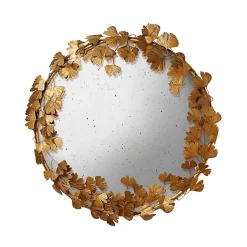 Miroir convexe feuilles de Ginkgo fer 58x58cm