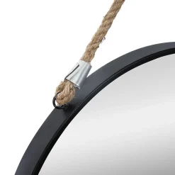 Miroir Corde noir - métal D38 cm - Atmosphera